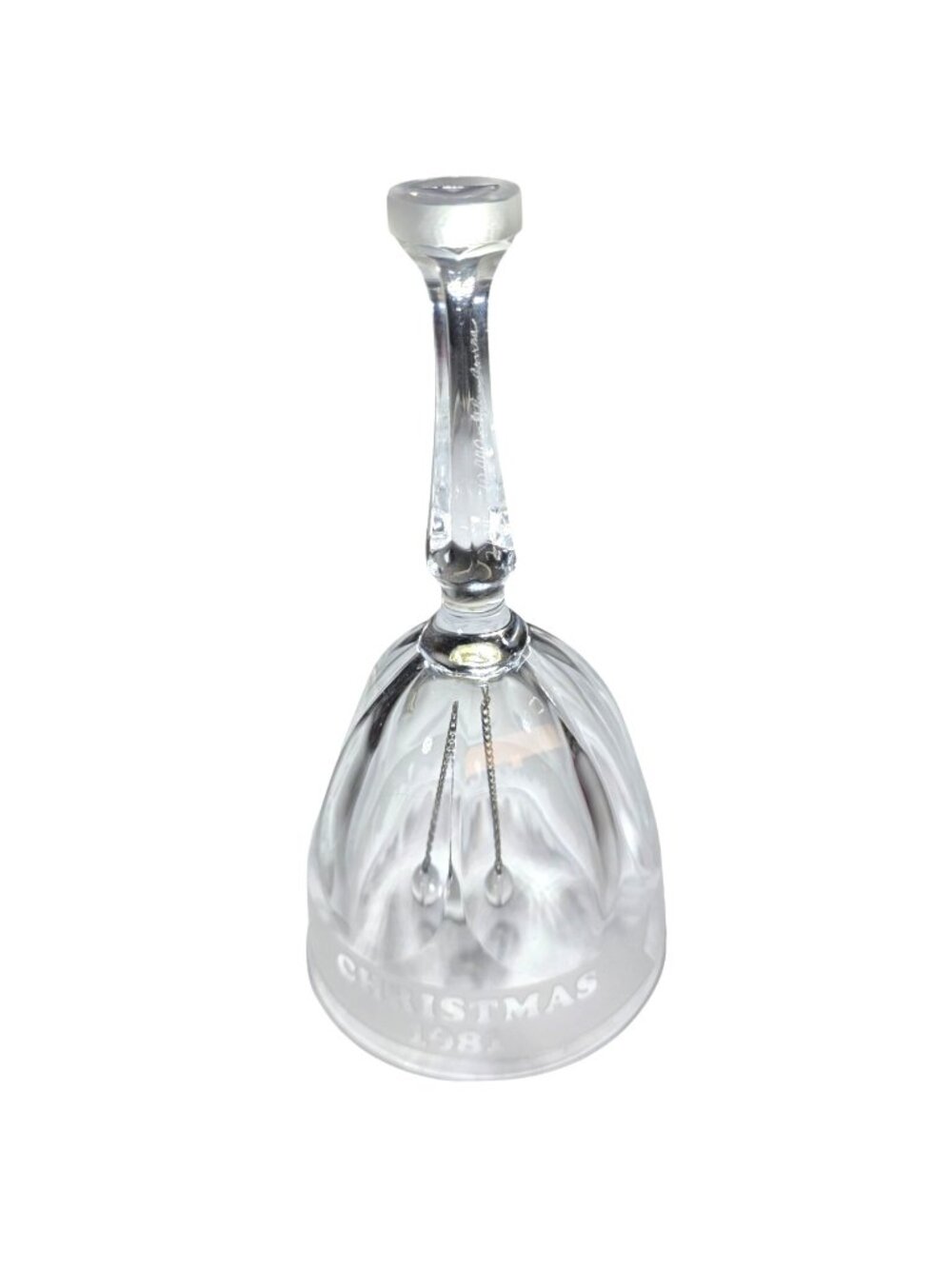 Crystal Christmas Bell 1981 Etched Design City Skyline Frosted Glass Vtg Holiday